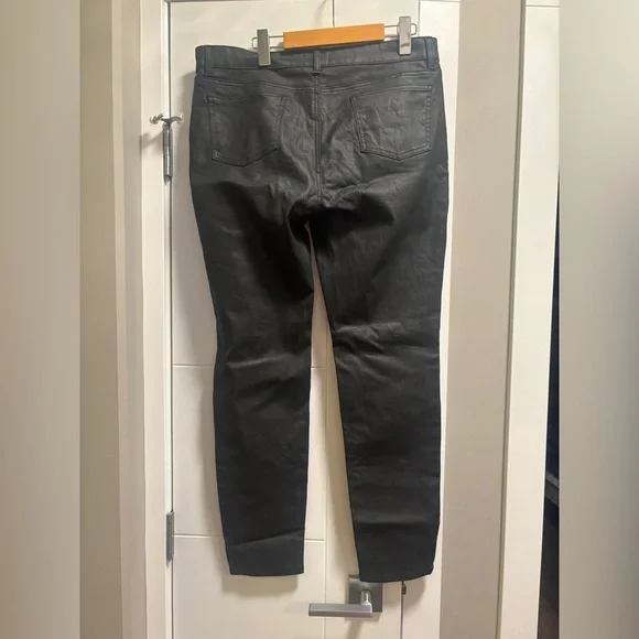 Eileen Fisher Black Waxed Organic Cotton Skinny Jeans Pants - Picture 5 of 7